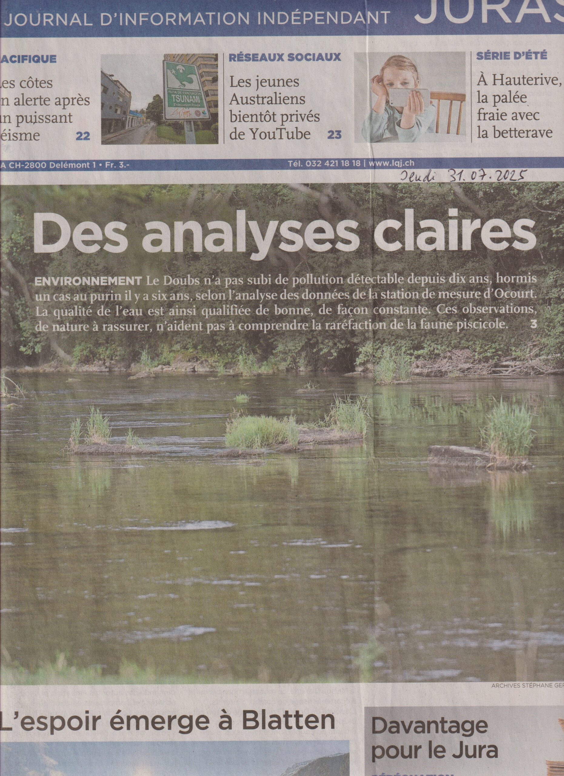 Le Doubs est-il propre ou pollué ?